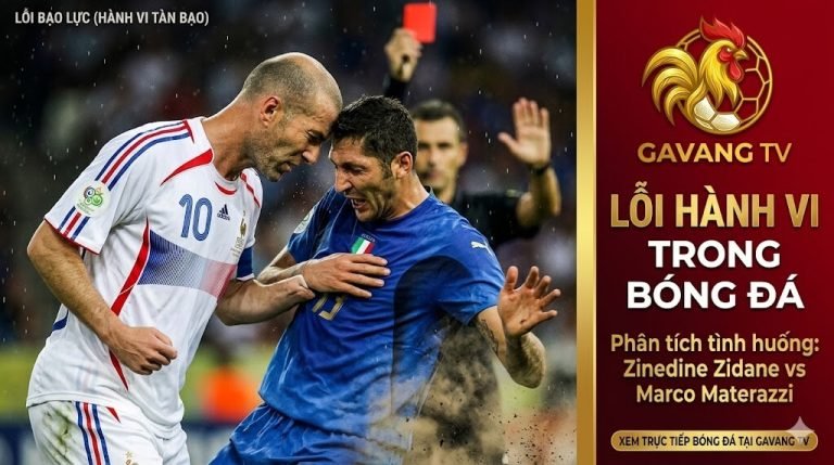 Lỗi hành vi bạo lực: Cú húc đầu kinh điển của Zinedine Zidane với Materazzi phải nhận thẻ đỏ trực tiếp.