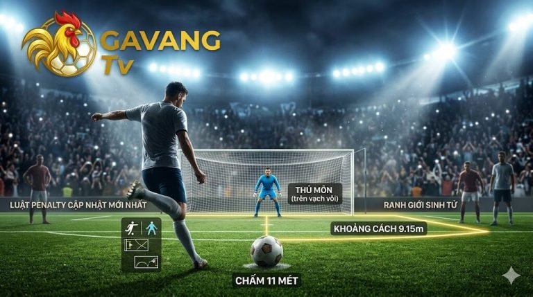 Cầu thủ đối mặt thủ môn chuẩn bị thực hiện quả sút penalty trên chấm 11 mét - Cập nhật luật sút penalty mới nhất cùng Gavang TV.