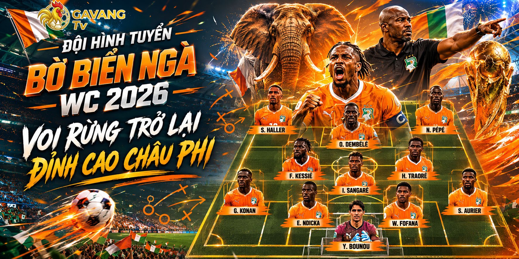 Đội hình tuyển Bờ Biển Ngà WC 2026: Voi rừng trở lại đỉnh cao châu Phi
