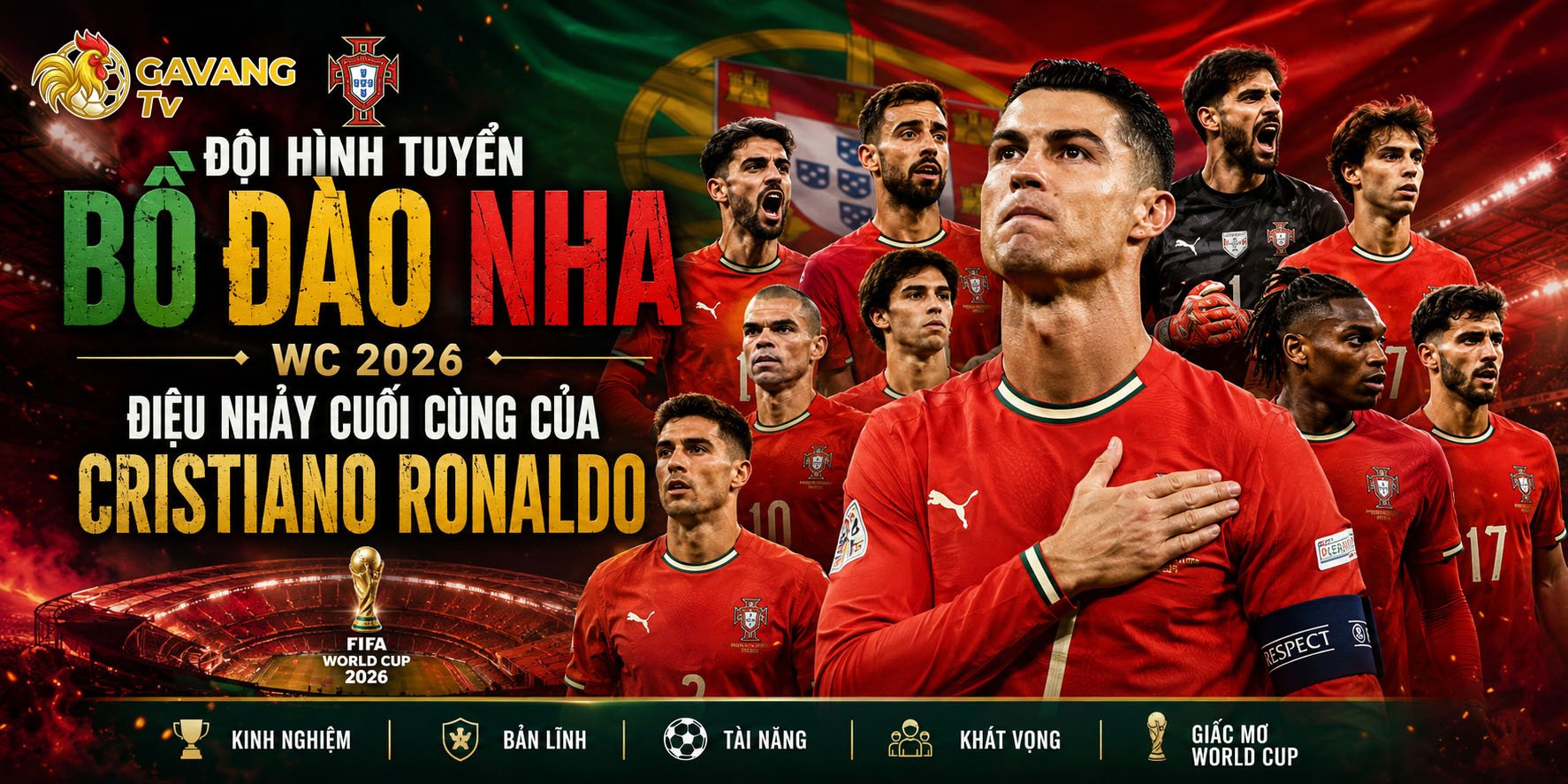 Đội hình tuyển Bồ Đào Nha WC 2026: Điệu nhảy cuối cùng của Cristiano Ronaldo