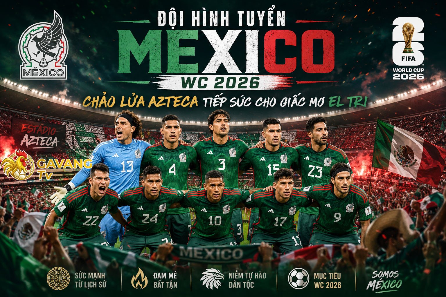 Đội hình tuyển Mexico WC 2026: Chảo lửa Azteca tiếp sức cho giấc mơ El Tri