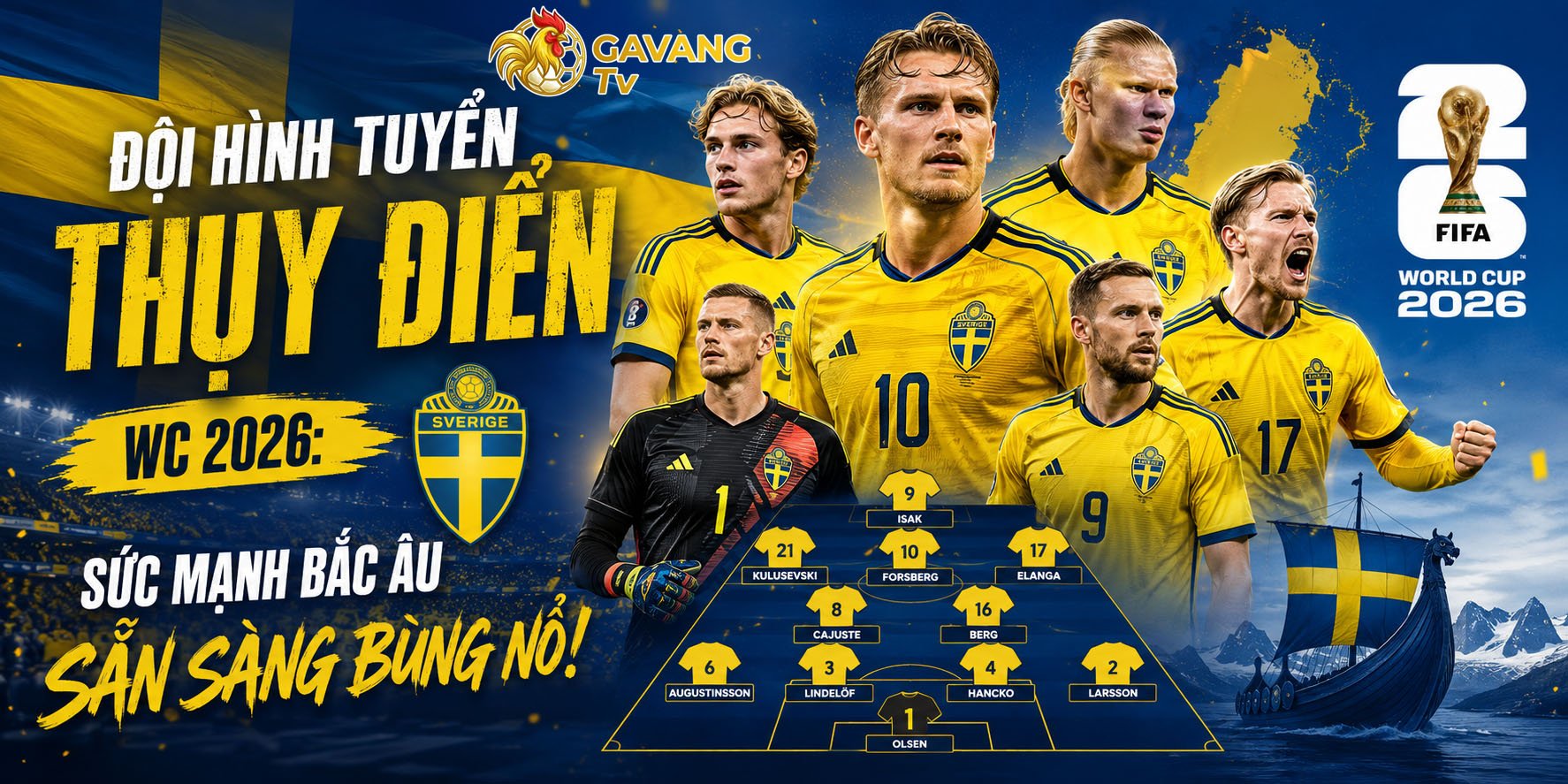 Đội hình tuyển Thụy Điển WC 2026: Sức mạnh Bắc Âu sẵn sàng bùng nổ