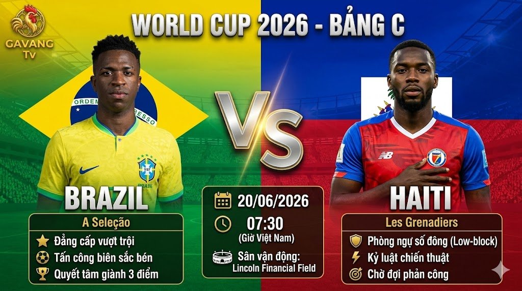 Nhận định tỷ số trận đấu Brazil vs Haiti tại bảng C World Cup 2026, hình ảnh Vinicius Junior đối đầu đội tuyển Haiti.