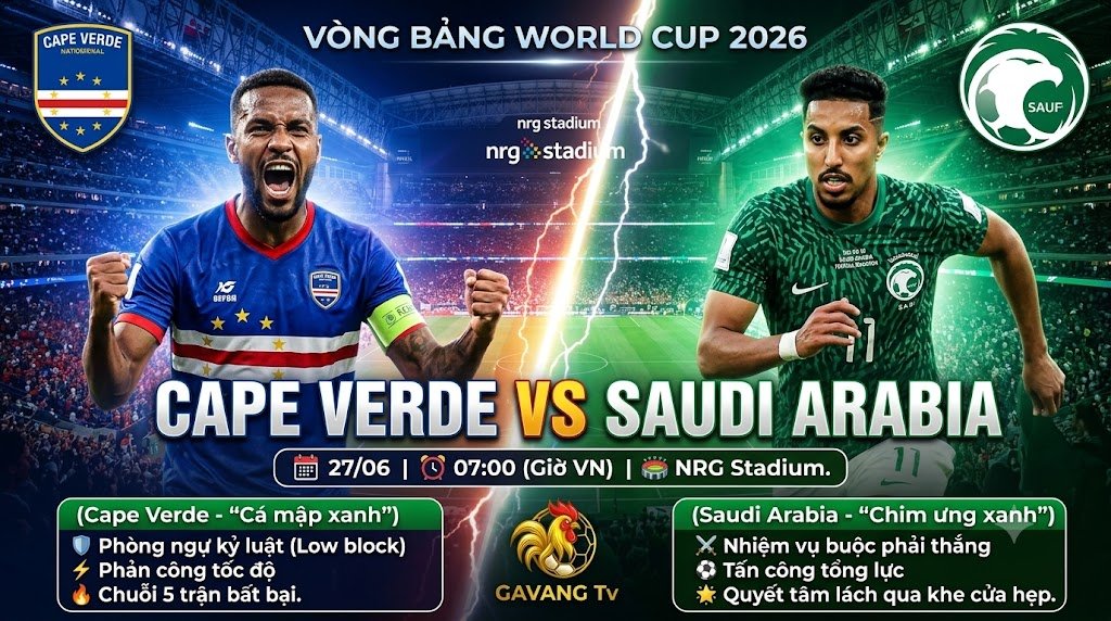 Nhận định bóng đá Cape Verde vs Saudi Arabia vòng bảng World Cup 2026 trên Gavang TV