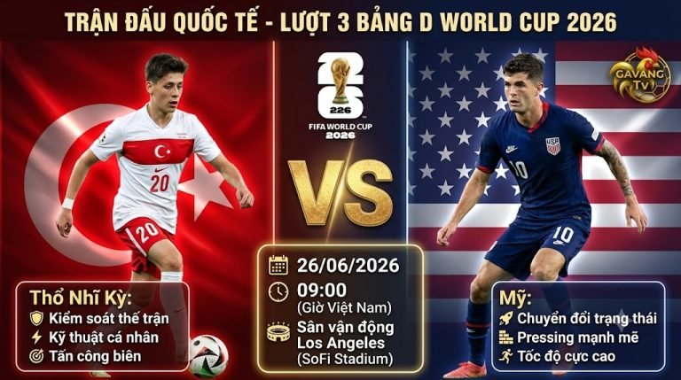 Nhận định trận đấu Thổ Nhĩ Kỳ vs Mỹ lượt 3 bảng D World Cup 2026 cùng chuyên gia Gavang TV.