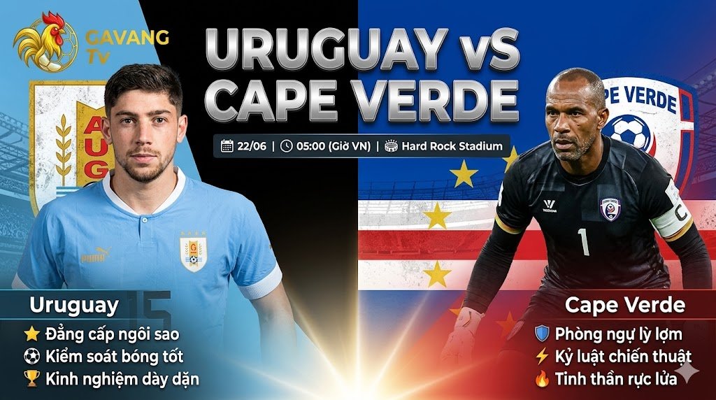 Nhận định bóng đá trận Uruguay vs Cape Verde tại bảng H World Cup 2026, cuộc đối đầu giữa Federico Valverde và thủ môn Vozinha.