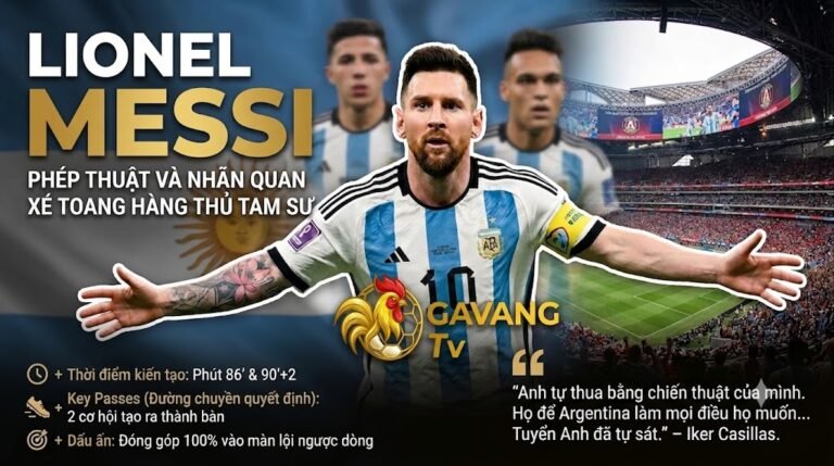 Lionel Messi tỏa sáng với cú đúp kiến tạo giúp Argentina ngược dòng đánh bại tuyển Anh tại bán kết World Cup 2026 - Theo dõi trực tiếp bóng đá tại Gavang TV.