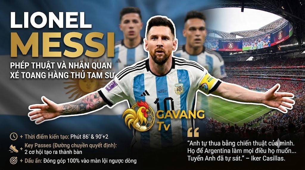 Lionel Messi tỏa sáng với cú đúp kiến tạo giúp Argentina ngược dòng đánh bại tuyển Anh tại bán kết World Cup 2026 - Theo dõi trực tiếp bóng đá tại Gavang TV.