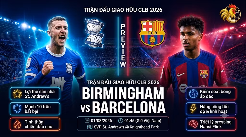 Nhận định Birmingham vs Barcelona (01h45 ngày 1/8): Lối chơi kiểm soát