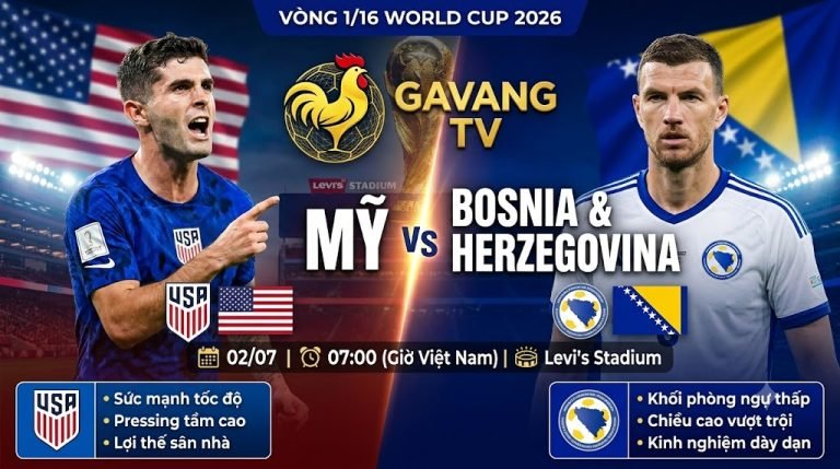 Nhận định trận đấu Mỹ vs Bosnia & Herzegovina vòng 1/16 World Cup 2026, trực tiếp lúc 07h00 ngày 2/7 tại Levi's Stadium.