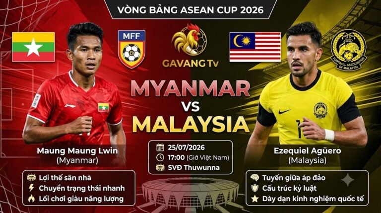 Nhận định tổng quan trận đấu giữa Myanmar vs Malaysia tại vòng bảng ASEAN Cup 2026, diễn ra lúc 17h00 ngày 25/7 trên SVĐ Thuwunna.