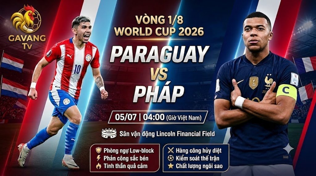 Nhận định trận đấu Paraguay vs Pháp vòng 1/8 World Cup 2026 chi tiết cùng chuyên gia Gavang TV.