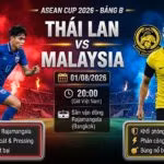 Nhận định và xem trực tiếp bóng đá trận Thái Lan vs Malaysia vòng bảng ASEAN Cup 2026 chất lượng cao trên Gavang TV.