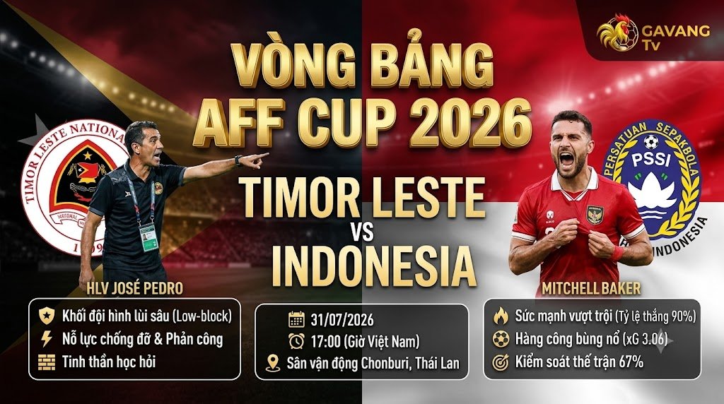 Ảnh bìa nhận định trận đấu Timor Leste vs Indonesia tại vòng bảng AFF Cup 2026 với thông tin điểm nhấn chiến thuật hai đội.